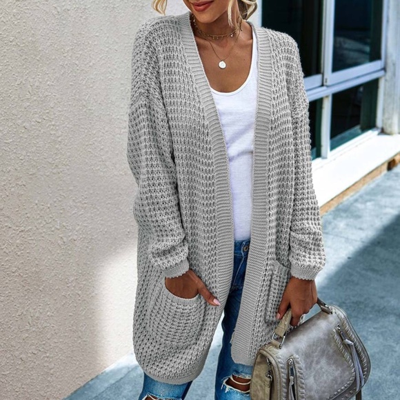 Black Cozy chunky knit open front cardigan - Picture 6 of 12